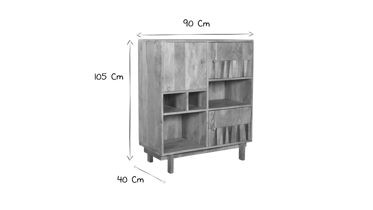 Hochwertiges Mango- und Messingsideboard ZAIKA