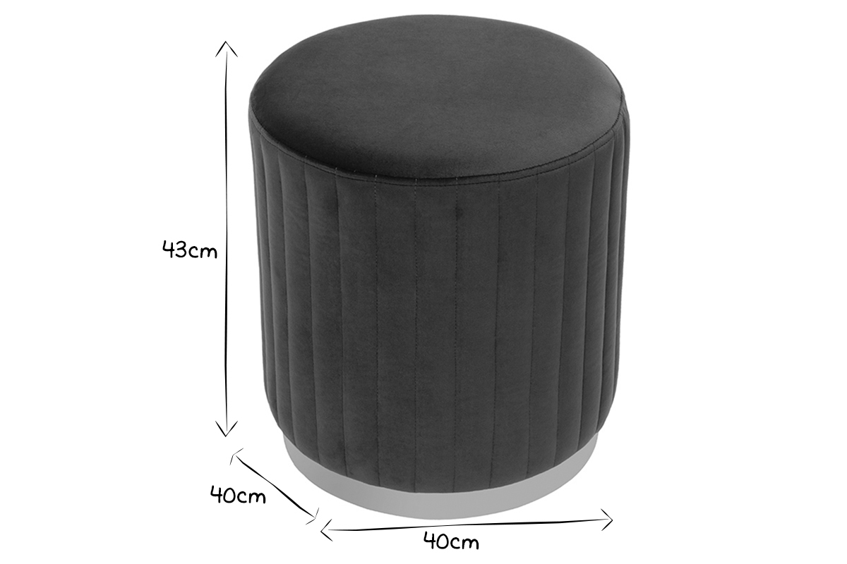 Hocker aus blau-grnem Samt mit goldenem Metallsockel D40 cm DONA