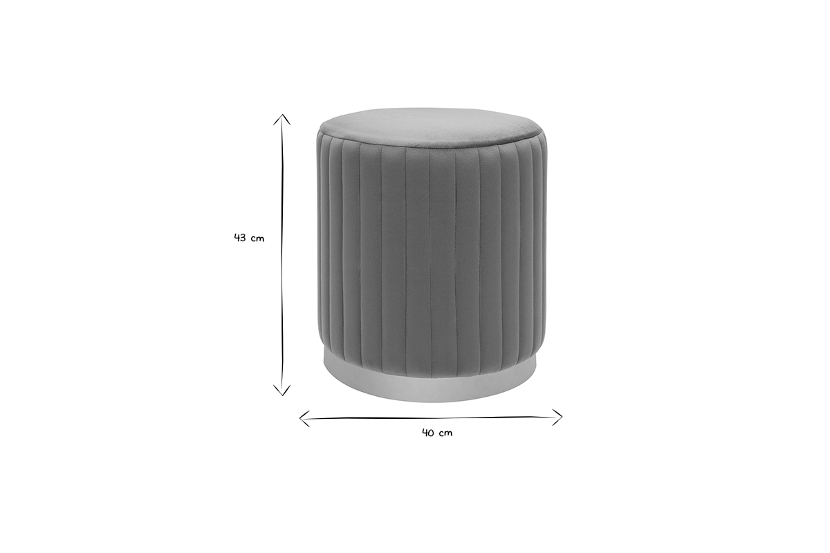 Hocker aus dunkelgrauem Samt mit goldenem Metallsockel D40 cm DONA