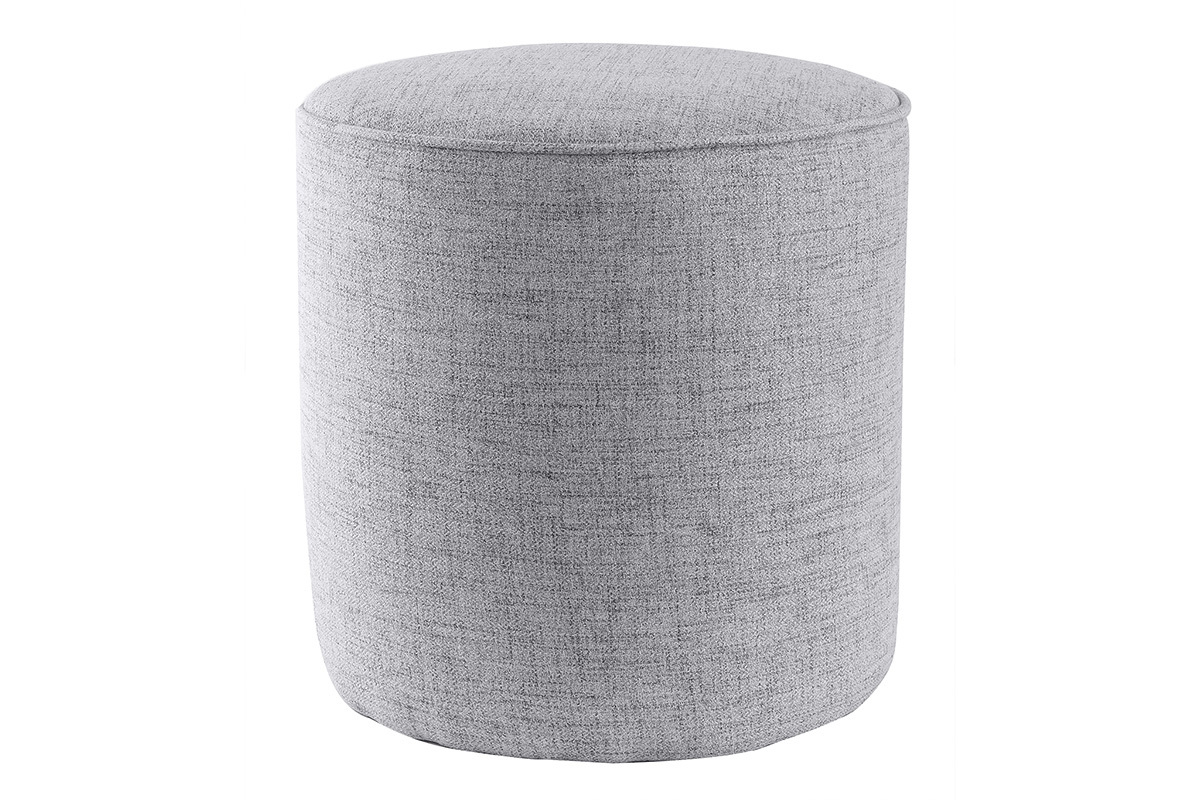 Hocker aus hellgrauem Stoff D 40 cm COQ