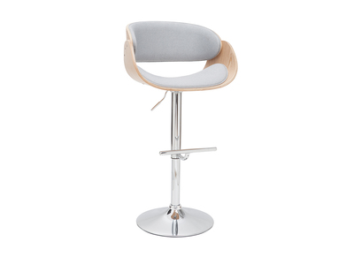 Hocker Design höhenverstellbar in hellgrauem Stoff und hellem Holz BENT