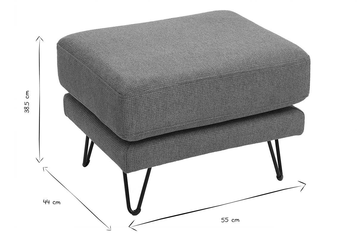 Abmessungen des OSLO Fu�hockers: B55 x T44 x H38,5 cm in Schwarz und Wei�.