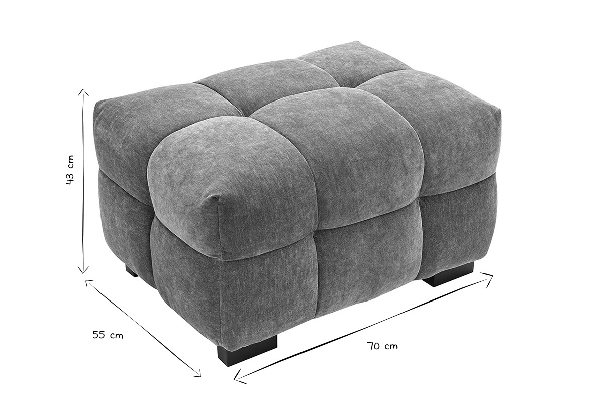 Hocker Fuhocker Design aus braunem Haselnussfarbenem Samteffektstoff CORTO