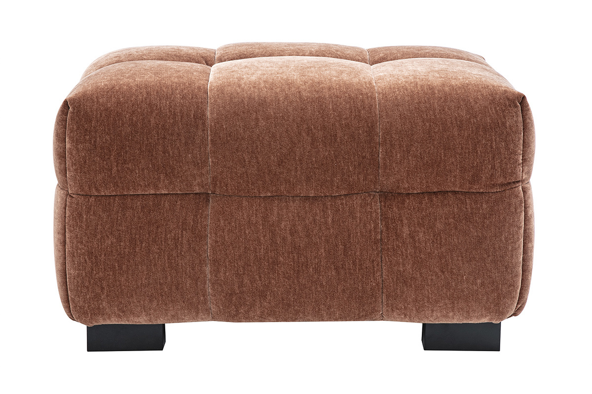 Hocker Fuhocker Design aus braunem Haselnussfarbenem Samteffektstoff CORTO