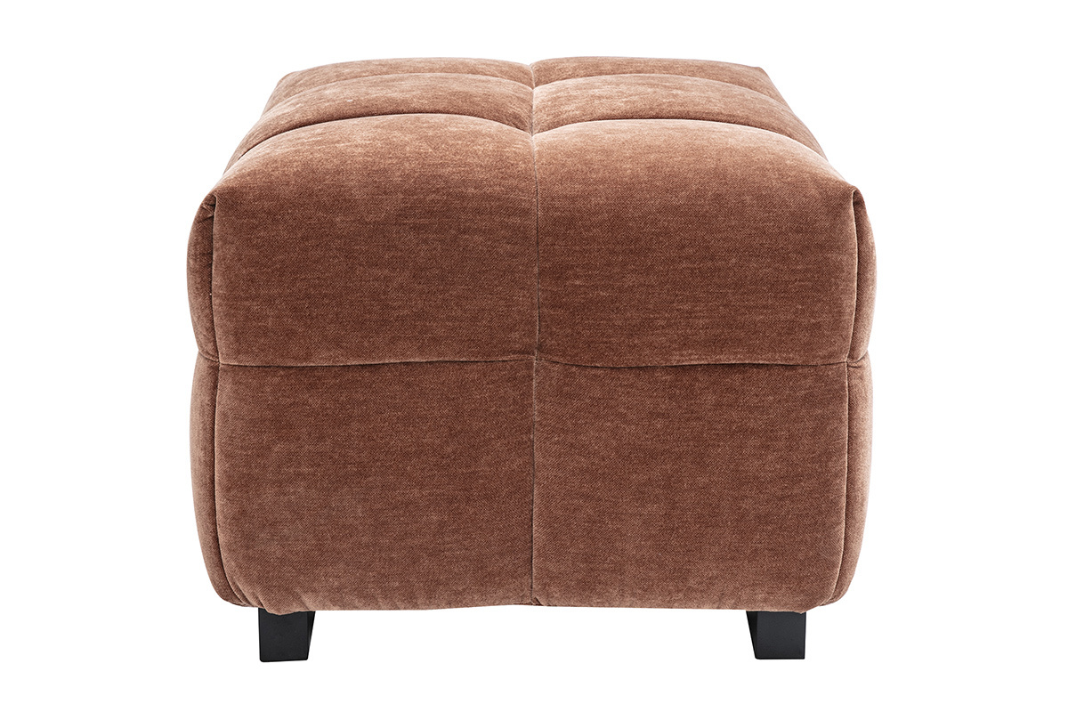 Hocker Fuhocker Design aus braunem Haselnussfarbenem Samteffektstoff CORTO
