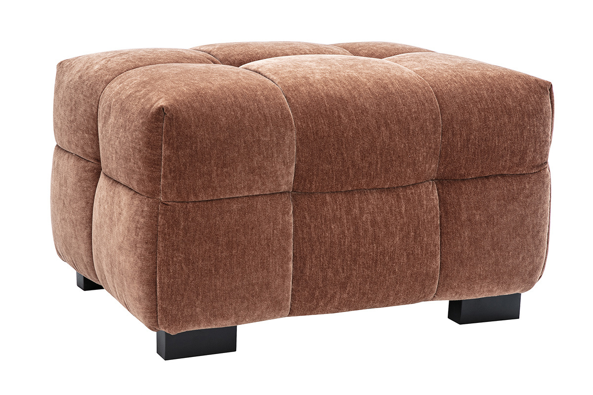 Hocker Fuhocker Design aus braunem Haselnussfarbenem Samteffektstoff CORTO