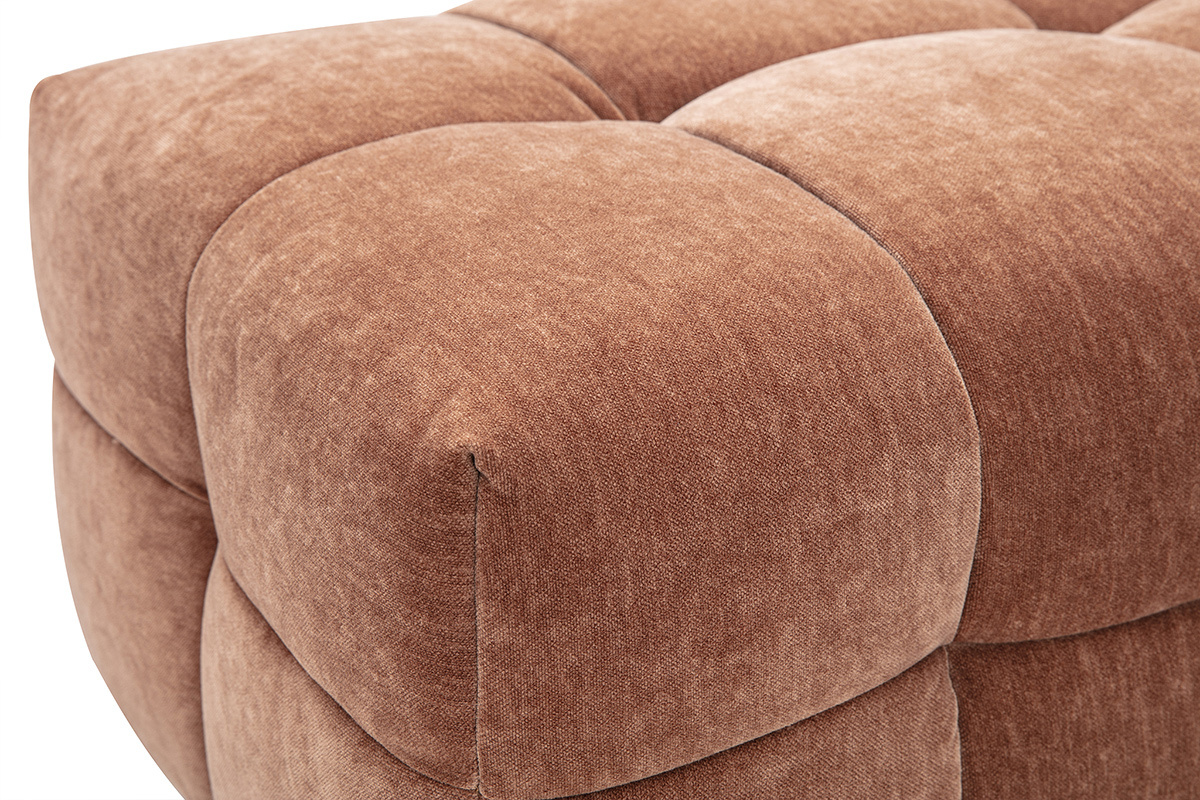 Hocker Fuhocker Design aus braunem Haselnussfarbenem Samteffektstoff CORTO