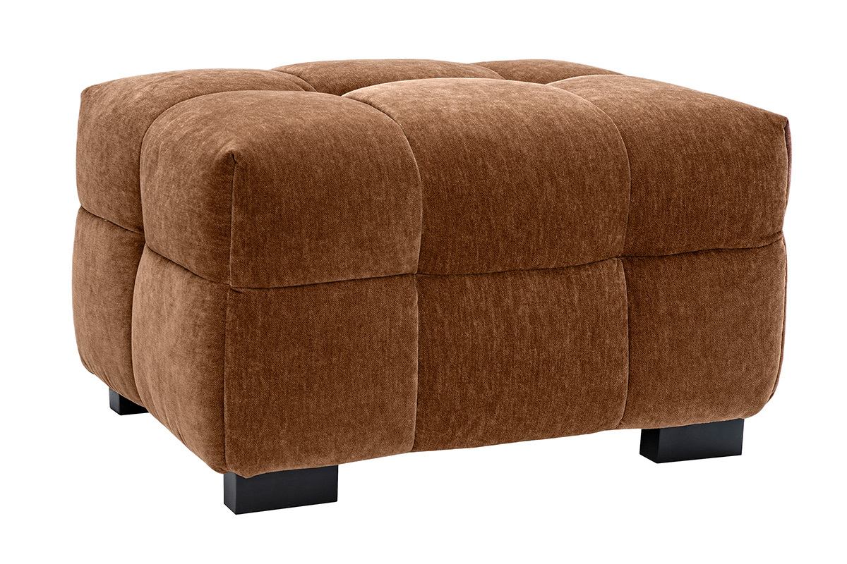 Hocker Fuhocker Design aus braunem Haselnussfarbenem Samteffektstoff CORTO
