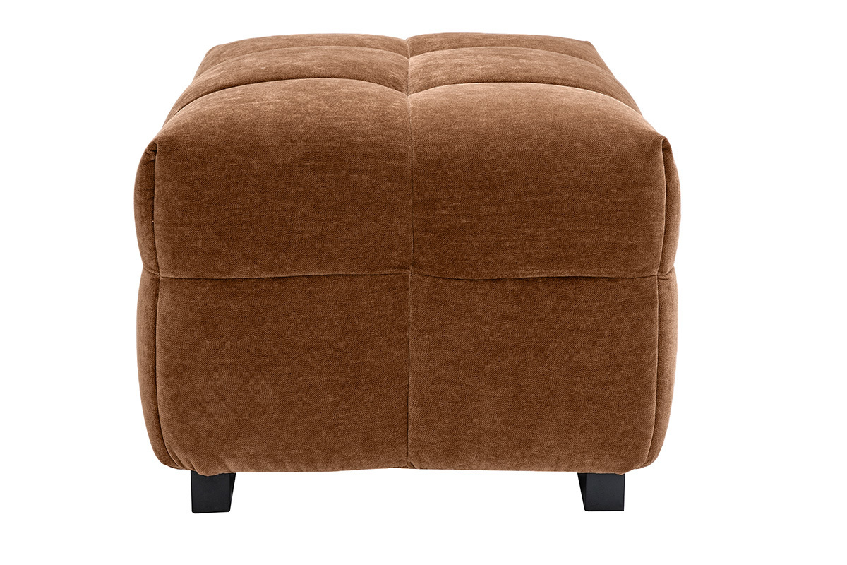 Hocker Fuhocker Design aus braunem Haselnussfarbenem Samteffektstoff CORTO