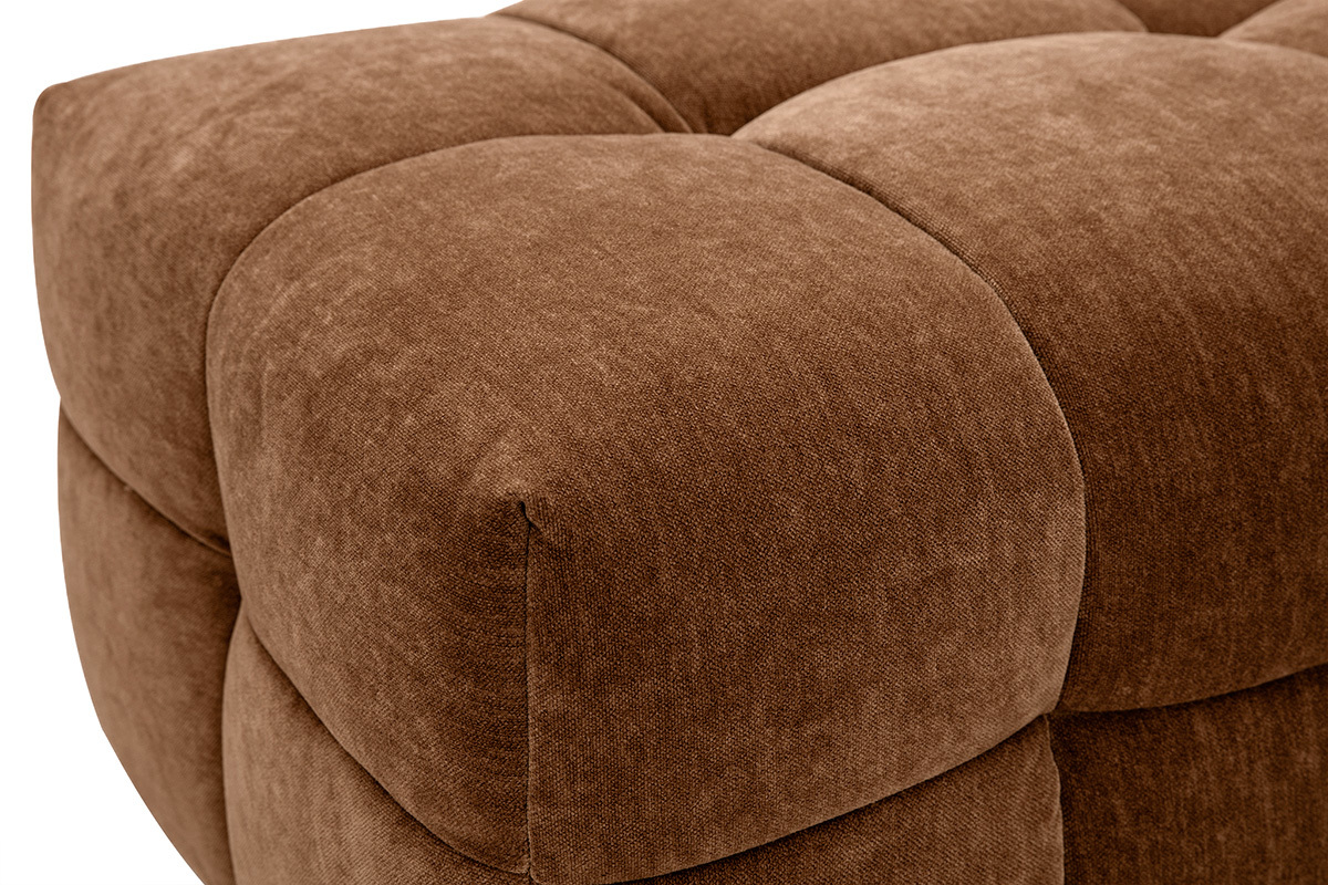 Hocker Fuhocker Design aus braunem Haselnussfarbenem Samteffektstoff CORTO