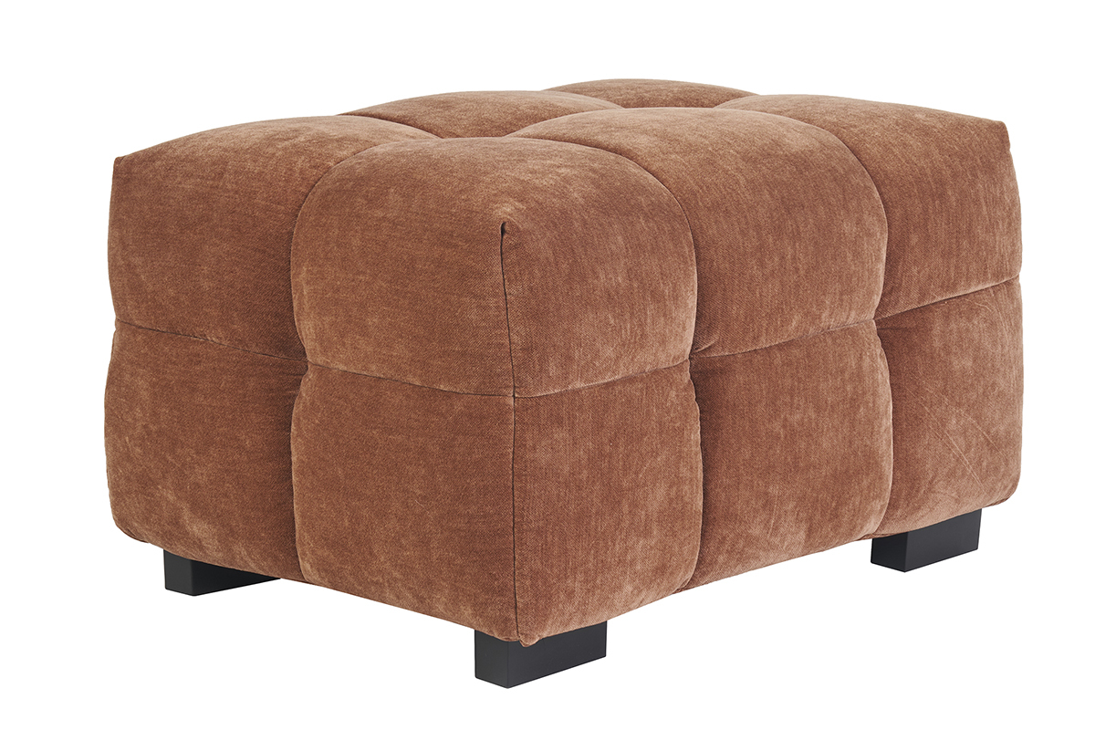 Hocker Fuhocker Design aus Rostbraun Samteffektstoff CORTO