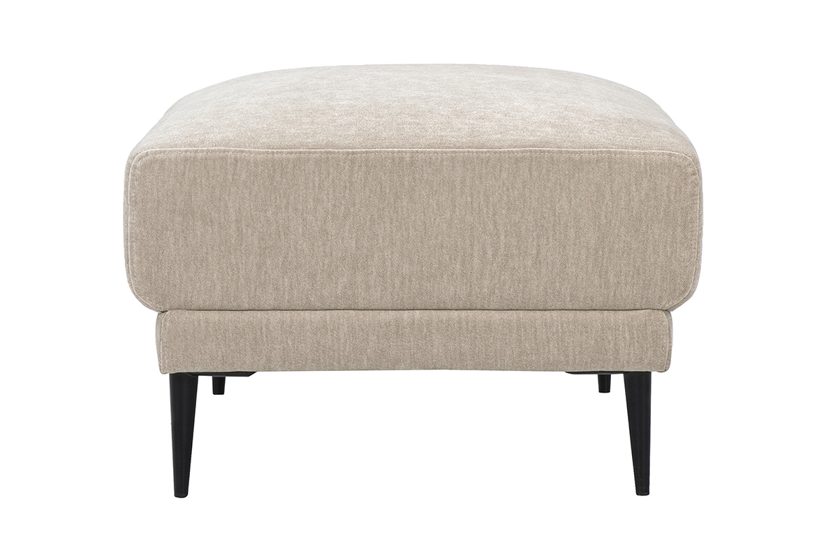 Hocker Fu�st�tze aus Stoff in Samteffekt taupe und schwarzem Metall JERRY