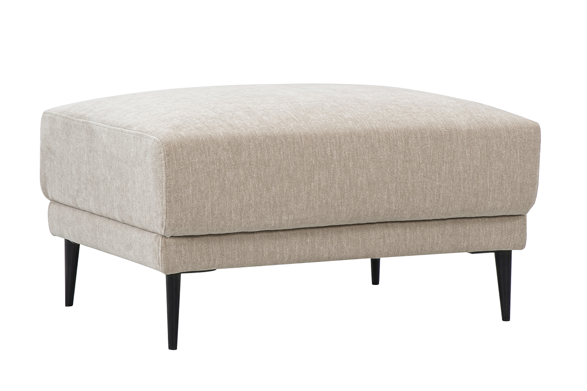 Hocker Fu�st�tze aus Stoff in Samteffekt taupe und schwarzem Metall JERRY