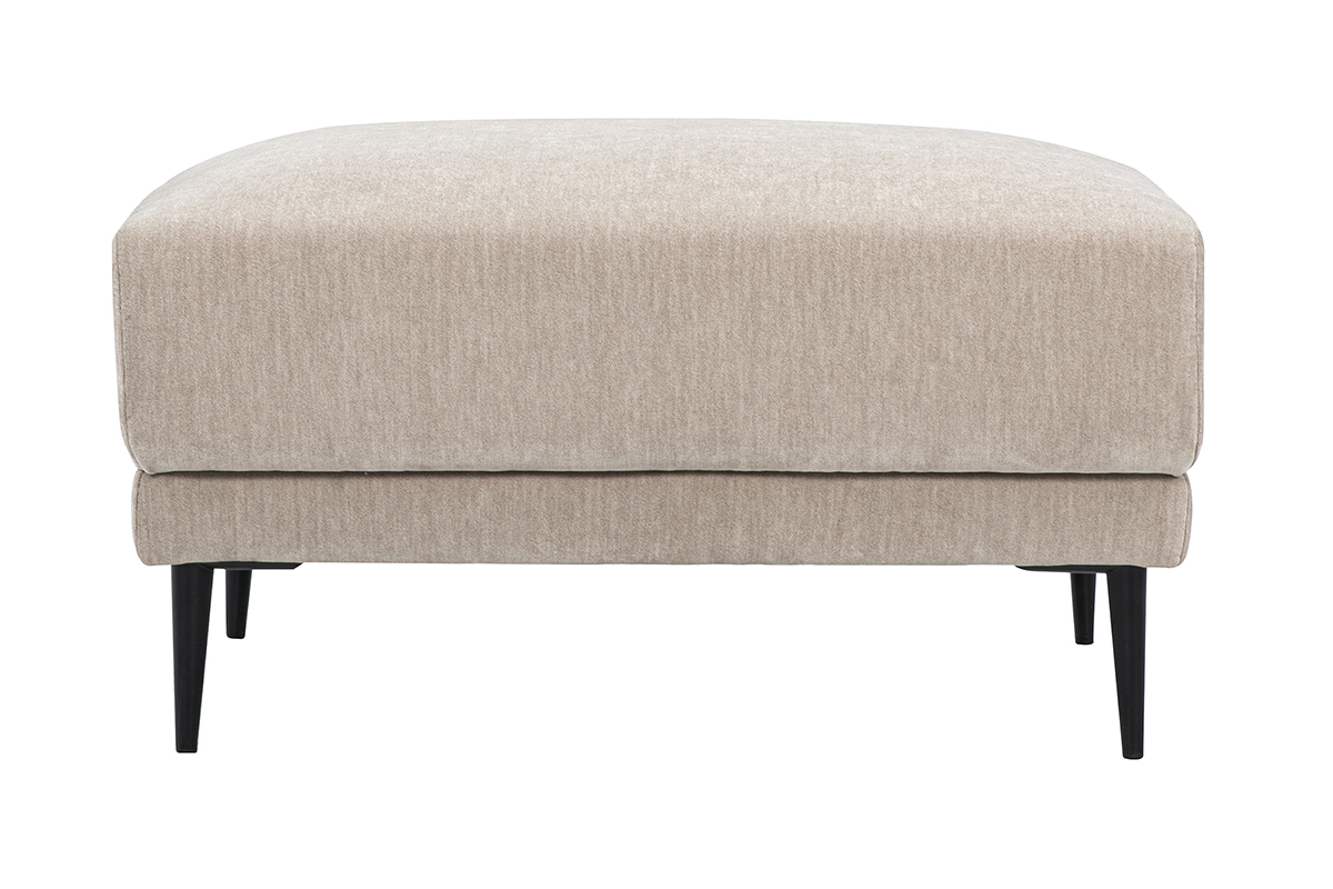 Hocker Fu�st�tze aus Stoff in Samteffekt taupe und schwarzem Metall JERRY