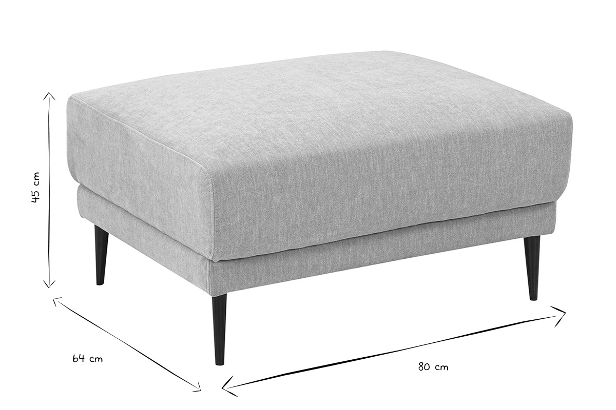 Hocker Fu�st�tze aus Stoff in Samteffekt taupe und schwarzem Metall JERRY