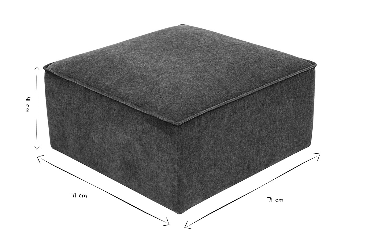 Abmessungen des KERRY-Poufs in Schwarz und Wei�: L71 x T71 x H41 cm