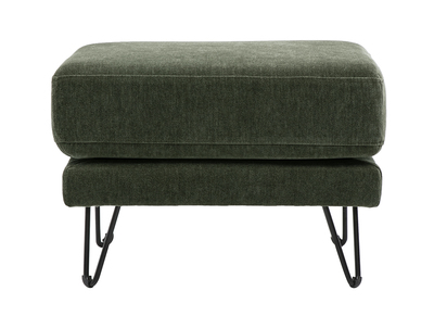 Hocker-Fussablage aus Stoff in Samtoptik khakigr&uuml;n und Metall OSLO