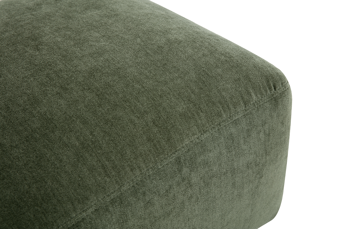 Detail eines Fu�hockers aus Stoff mit Samteffekt in Khaki-Gr�n, Draufsicht