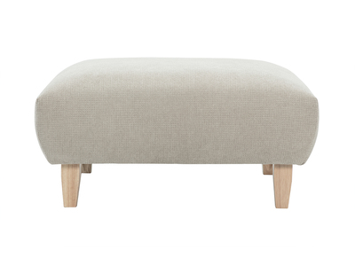 Hocker in Beige Chenille-Stoff und hellem Holz L75 cm BASTILLE