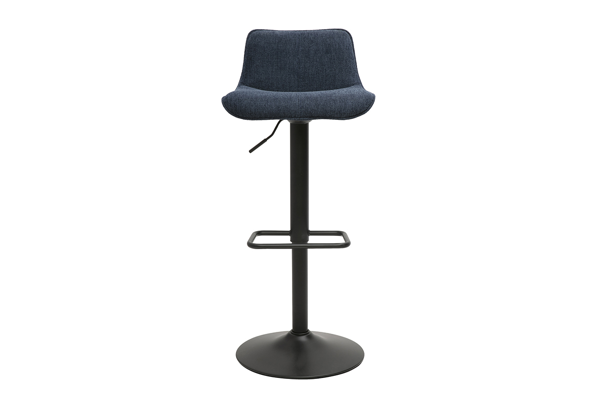 Hocker mit 360 drehbaren verstellbaren dunkelblauen samtartigen Stoff und schwarzem Metall (2er Set) BOOST