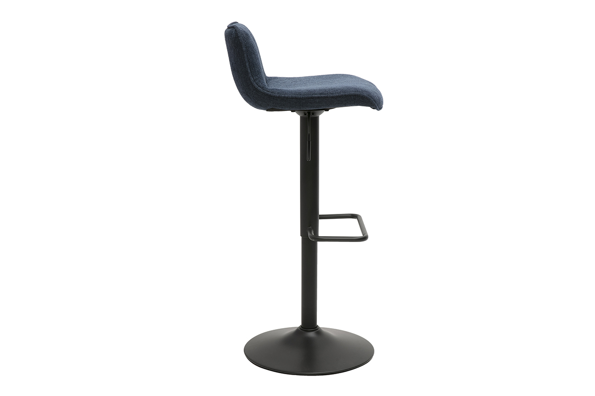 Hocker mit 360 drehbaren verstellbaren dunkelblauen samtartigen Stoff und schwarzem Metall (2er Set) BOOST