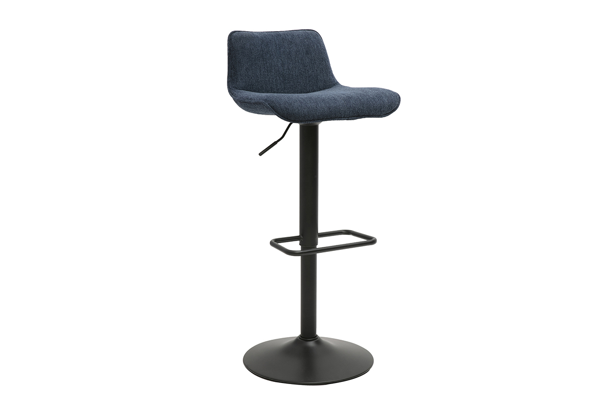 Hocker mit 360 drehbaren verstellbaren dunkelblauen samtartigen Stoff und schwarzem Metall (2er Set) BOOST
