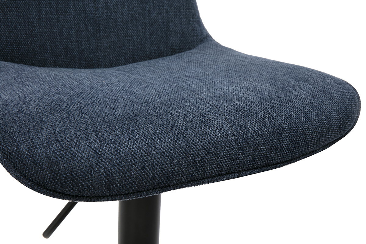 Hocker mit 360 drehbaren verstellbaren dunkelblauen samtartigen Stoff und schwarzem Metall (2er Set) BOOST
