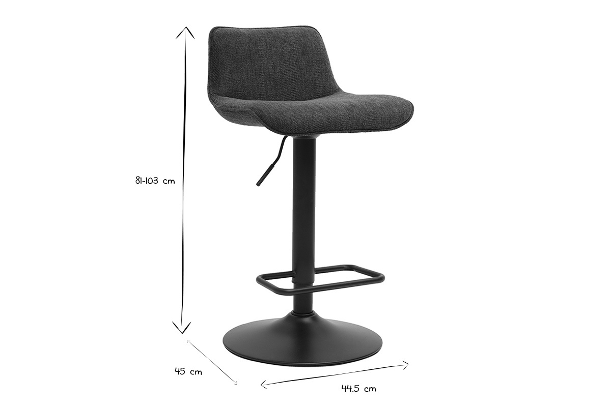 Hocker mit 360 drehbaren verstellbaren dunkelblauen samtartigen Stoff und schwarzem Metall (2er Set) BOOST