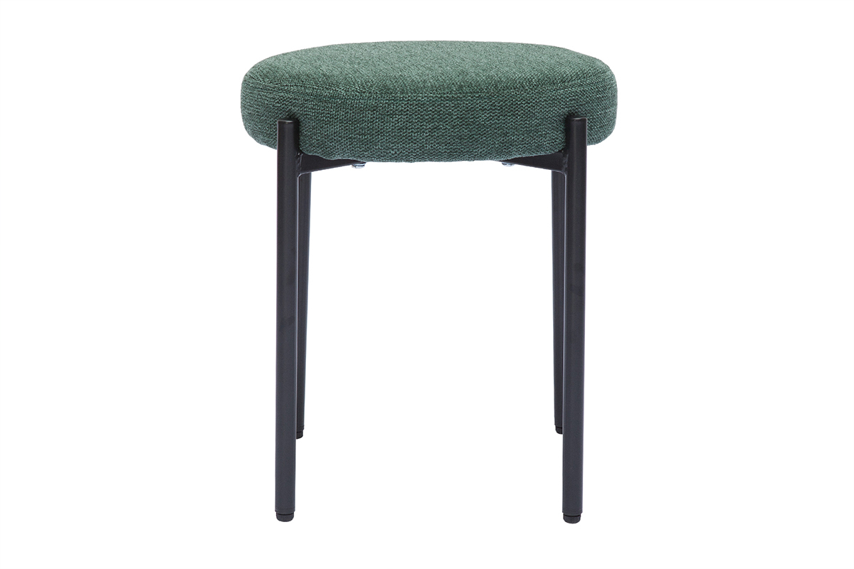 Hocker stapelbar im dunkelgrnem, texturierten Samtdesign mit schwarzem Metallfu H41 cm KIKO
