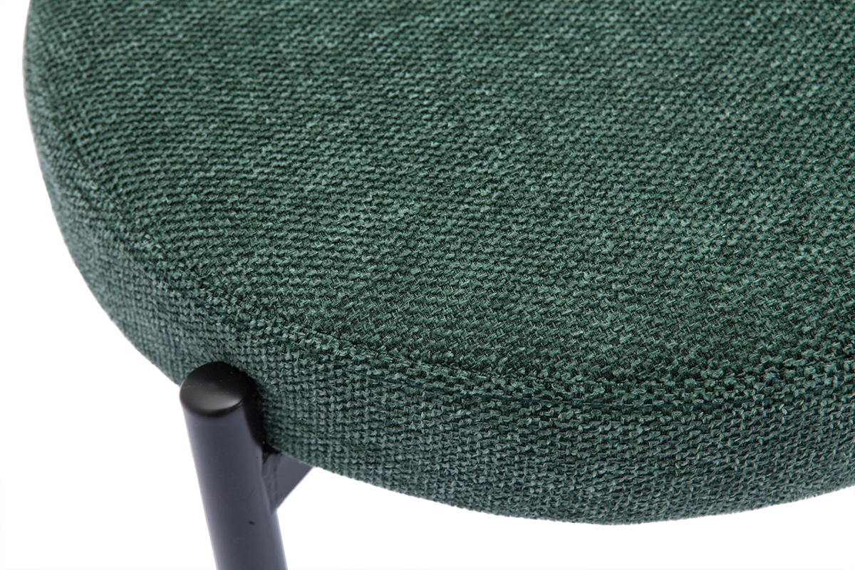 Hocker stapelbar im dunkelgrnem, texturierten Samtdesign mit schwarzem Metallfu H41 cm KIKO