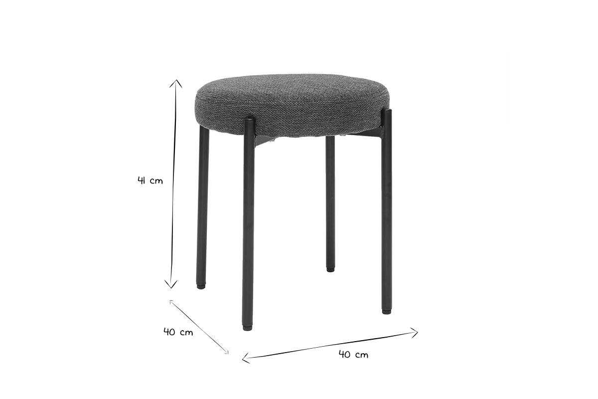 Hocker stapelbar im dunkelgrnem, texturierten Samtdesign mit schwarzem Metallfu H41 cm KIKO