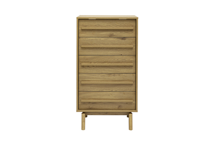 Hohe Kommode mit Eichenholz-Finish, 5 Schubladen, L60 cm YSEULT