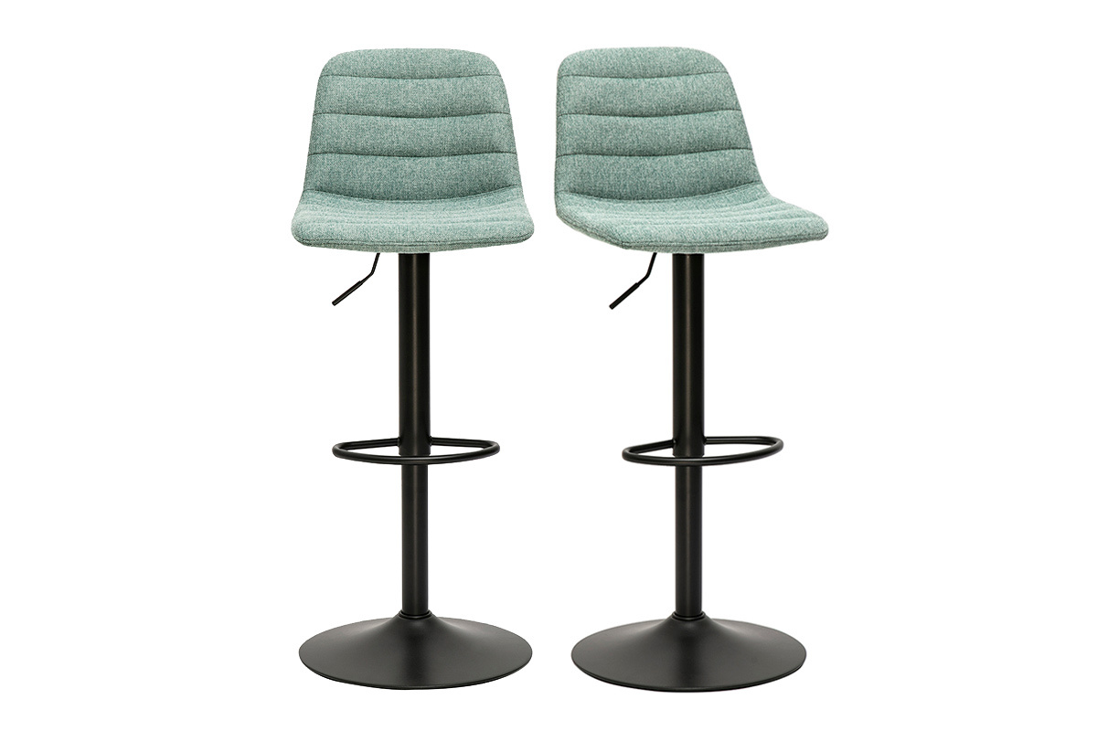 Hhenverstellbare Barhocker aus Metall mit Strukturoptik in Celadon und Metall (2er Set) SAURY