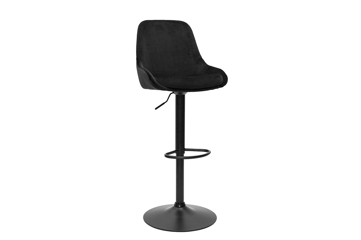 Hhenverstellbare Design-Barhocker schwarzer Samt (2er-Set) HOLO