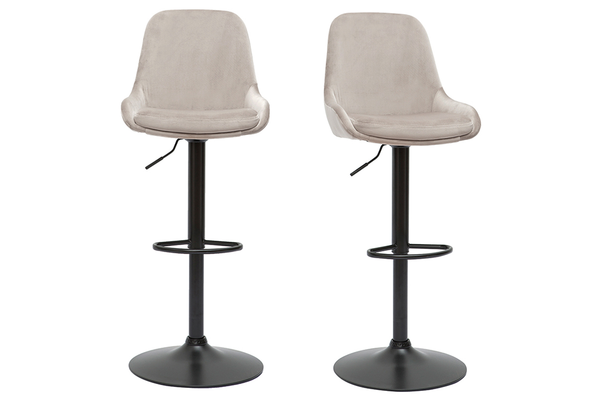 Hhenverstellbare Design-Barhocker taupefarbener Samt (2er-Set) HOLO