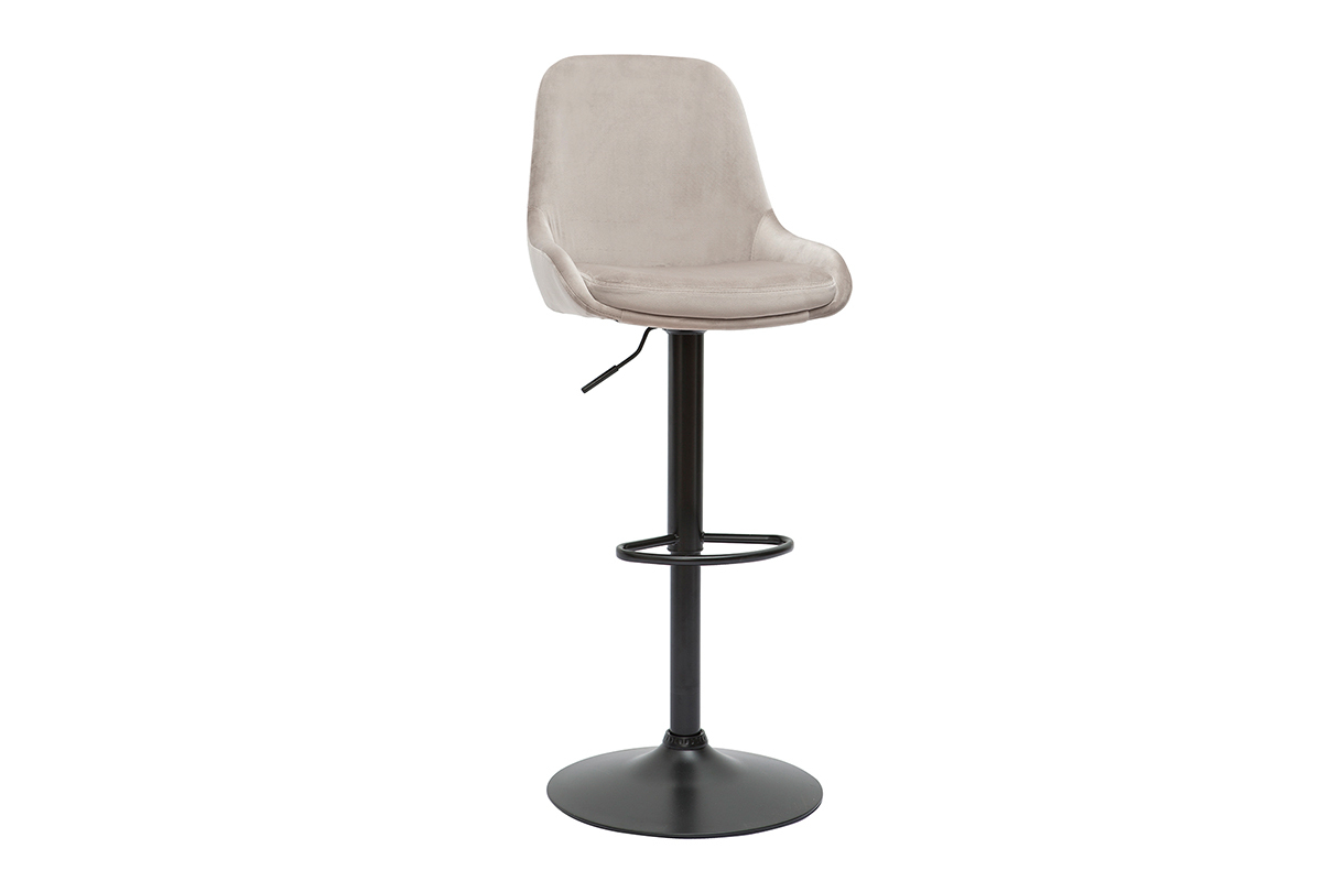 Hhenverstellbare Design-Barhocker taupefarbener Samt (2er-Set) HOLO
