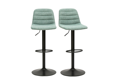 H&ouml;henverstellbare, um 360&deg; drehbare Barhocker aus stoff mit texturiertem Samteffekt in Celadon und Metall (2er-Set) SAURY