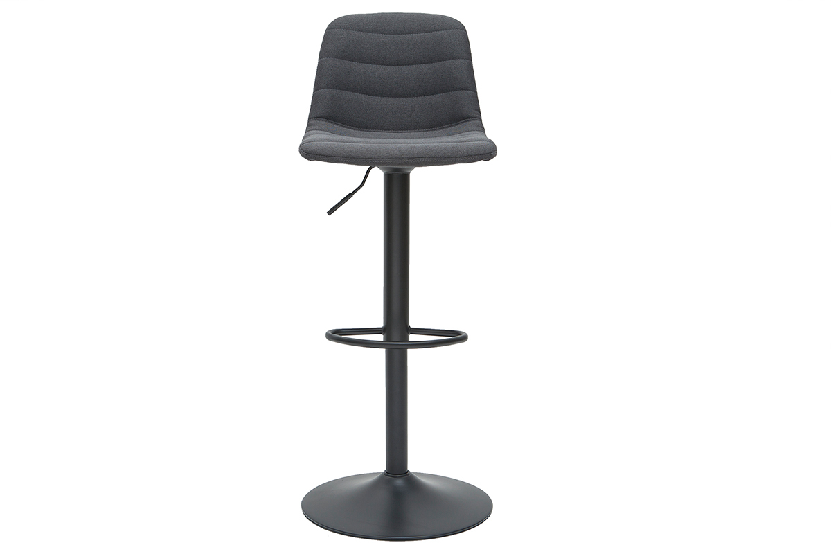 H�henverstellbare, um 360� drehbare Barhocker aus Stoff und dunkelgrauem Metall (2er-Set) SAURY