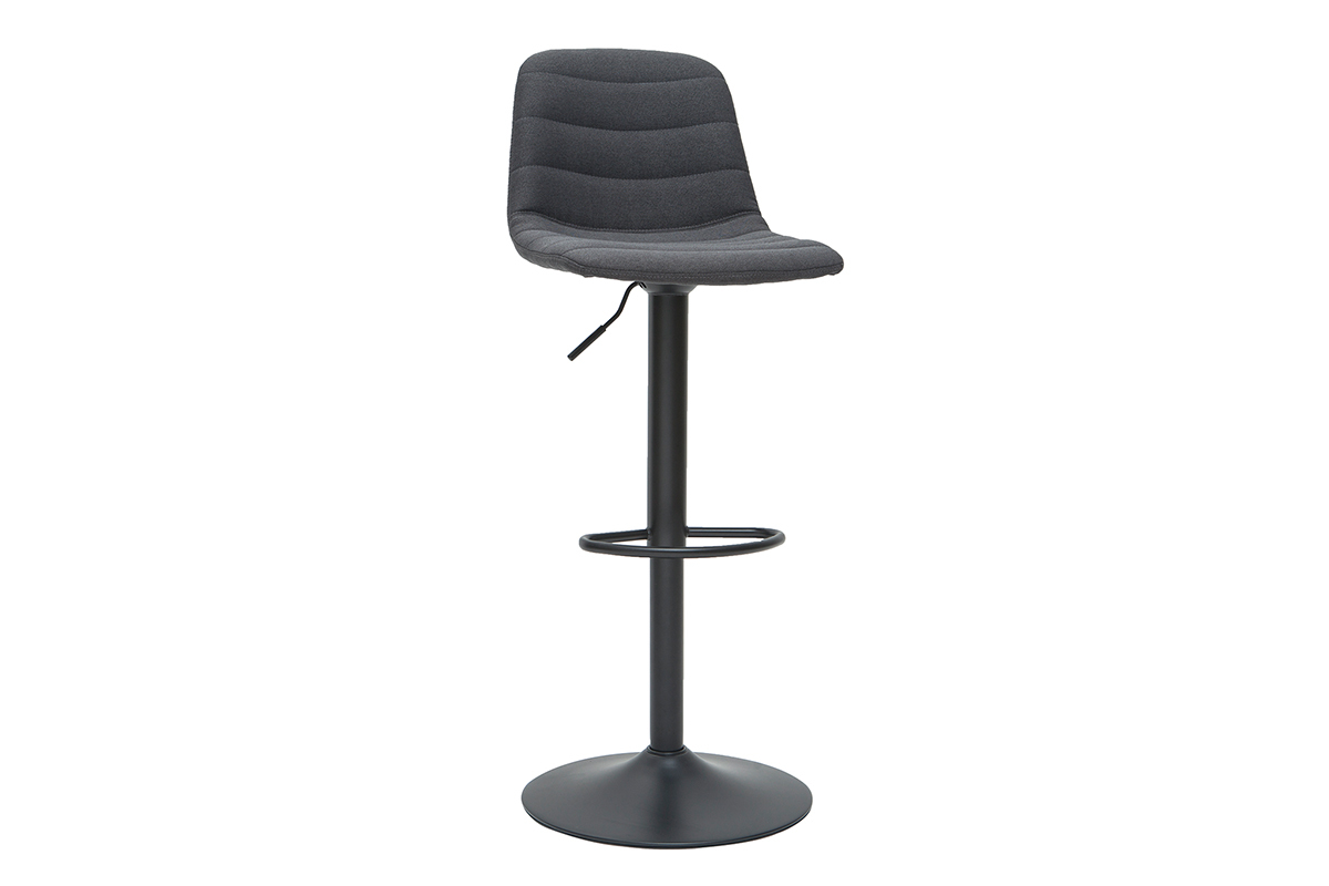H�henverstellbare, um 360� drehbare Barhocker aus Stoff und dunkelgrauem Metall (2er-Set) SAURY