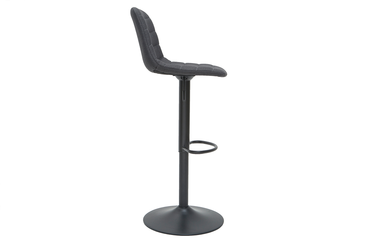 H�henverstellbare, um 360� drehbare Barhocker aus Stoff und dunkelgrauem Metall (2er-Set) SAURY