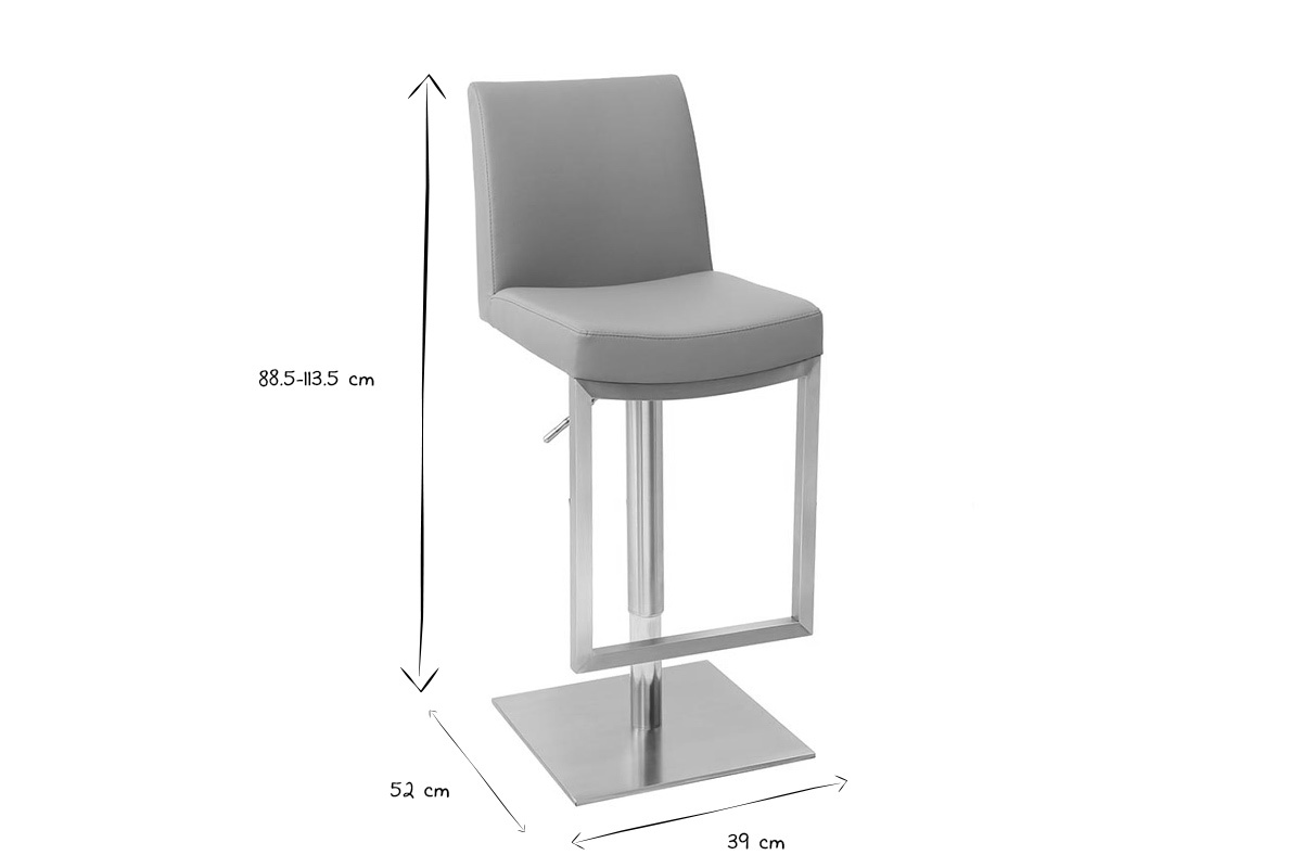 H�henverstellbarer Barhocker grau und chromstahl KYLE