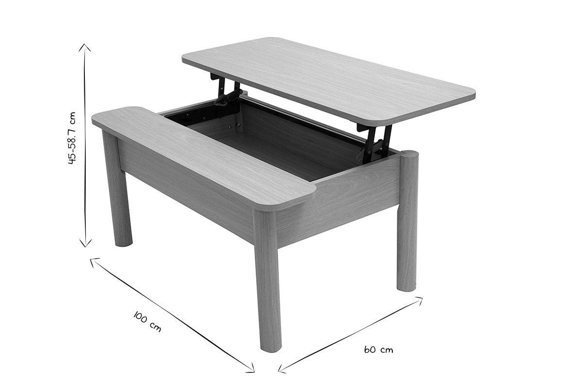 Hhenverstellbarer Couchtisch in Eichenholzoptik L100 cm BOLSO