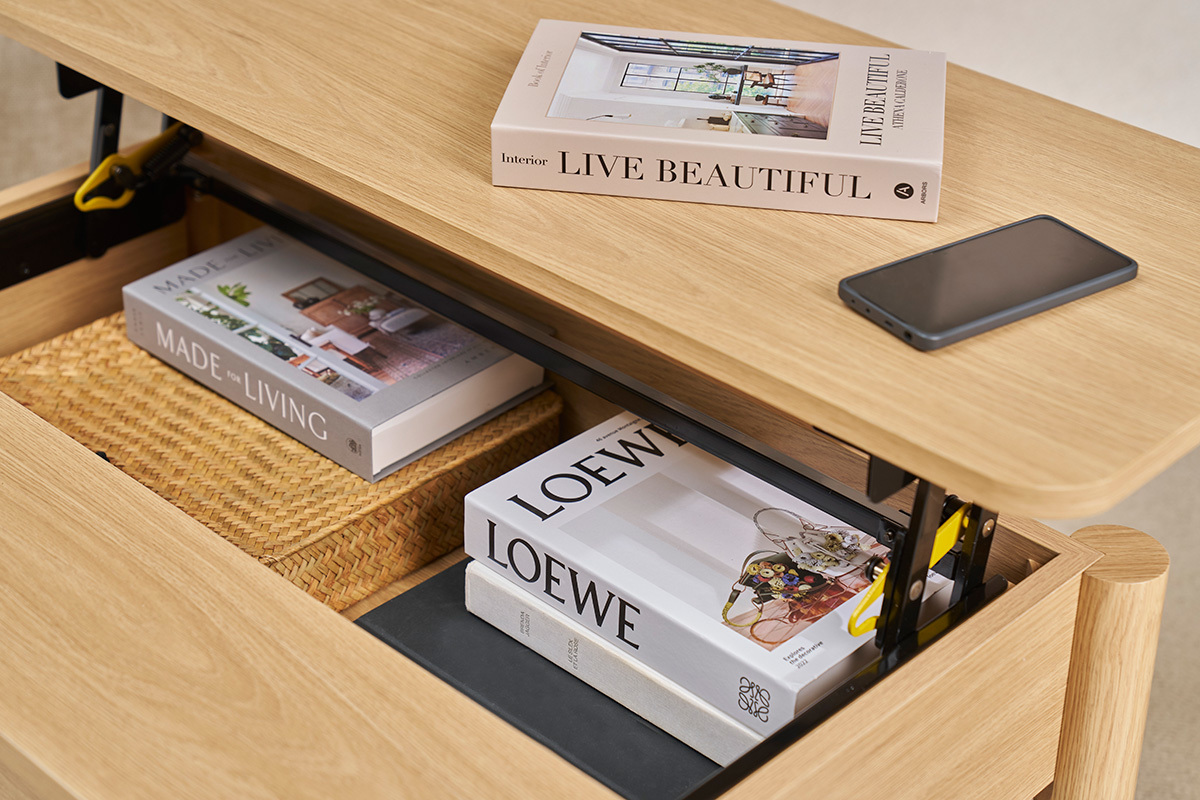 Hhenverstellbarer Couchtisch in Eichenholzoptik L100 cm BOLSO