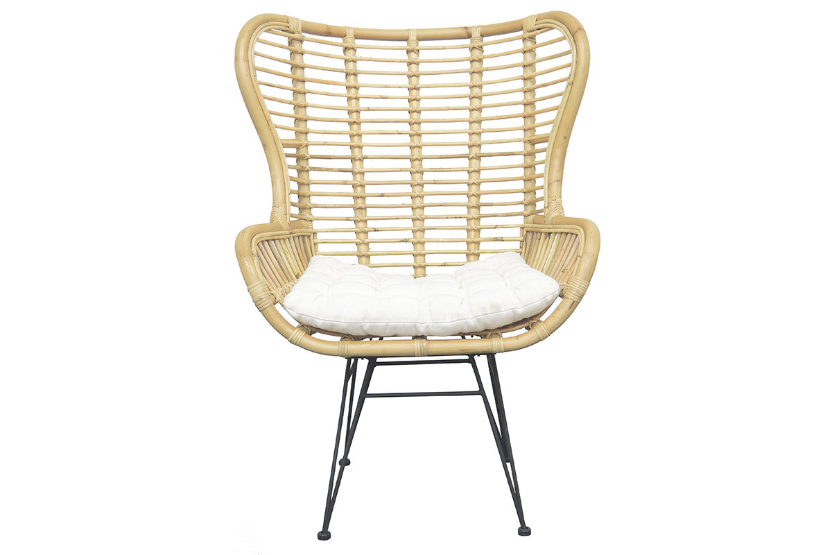 Hoher Sessel aus Rattan naturfarben MALACCA