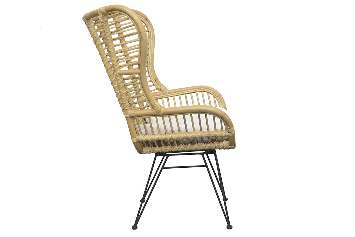 Hoher Sessel aus Rattan naturfarben MALACCA