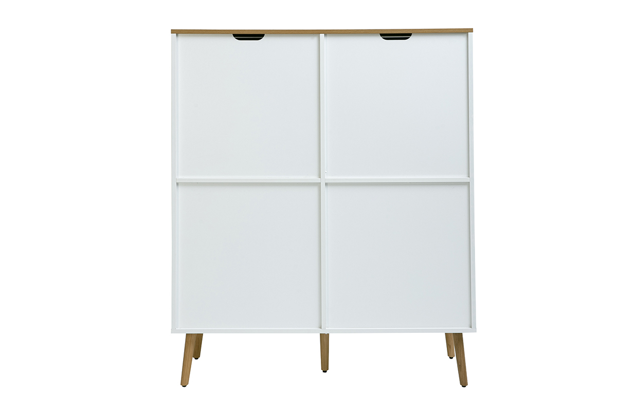 Skandinavisches Highboard ANDERS aus hellem Eichenholz und Wei�, R�ckansicht, vier T�ren
