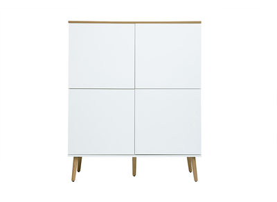 Hoher skandinavischer Buffet in heller Holzoptik Eiche und Weiss L110 cm ANDERS