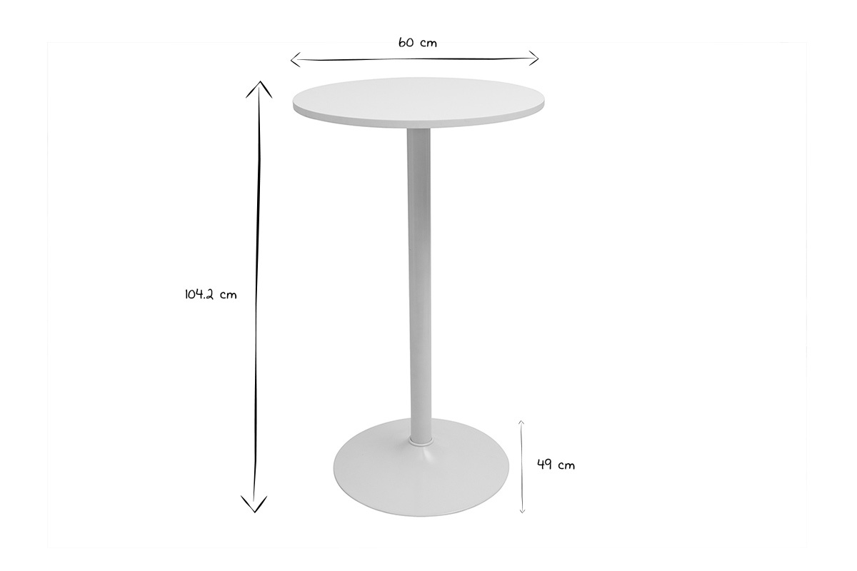 Hohes Designweiss Rundtisch D60 cm CALISTA