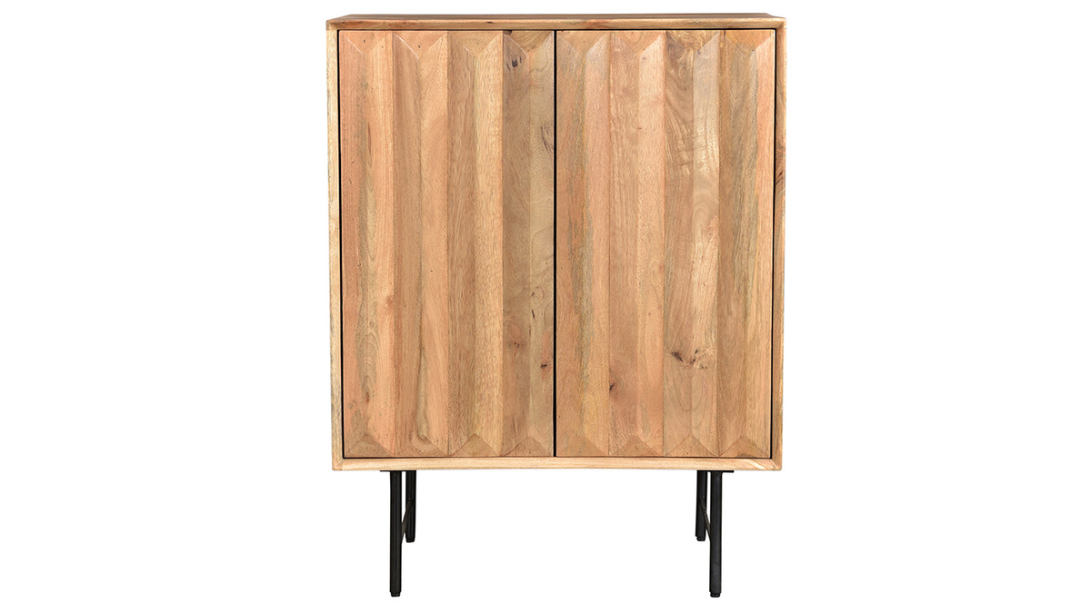 Hohes Sideboard aus massivem Mangoholz mit erhhten Tren L70 cm AGRA