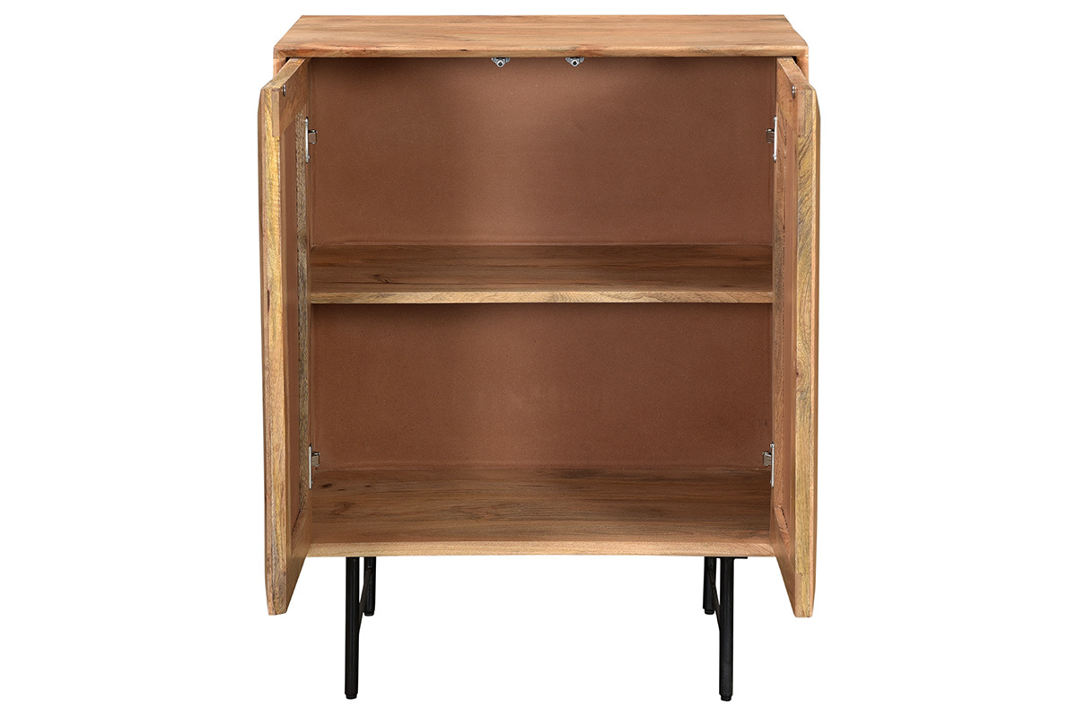 Hohes Sideboard aus massivem Mangoholz mit erhhten Tren L70 cm AGRA